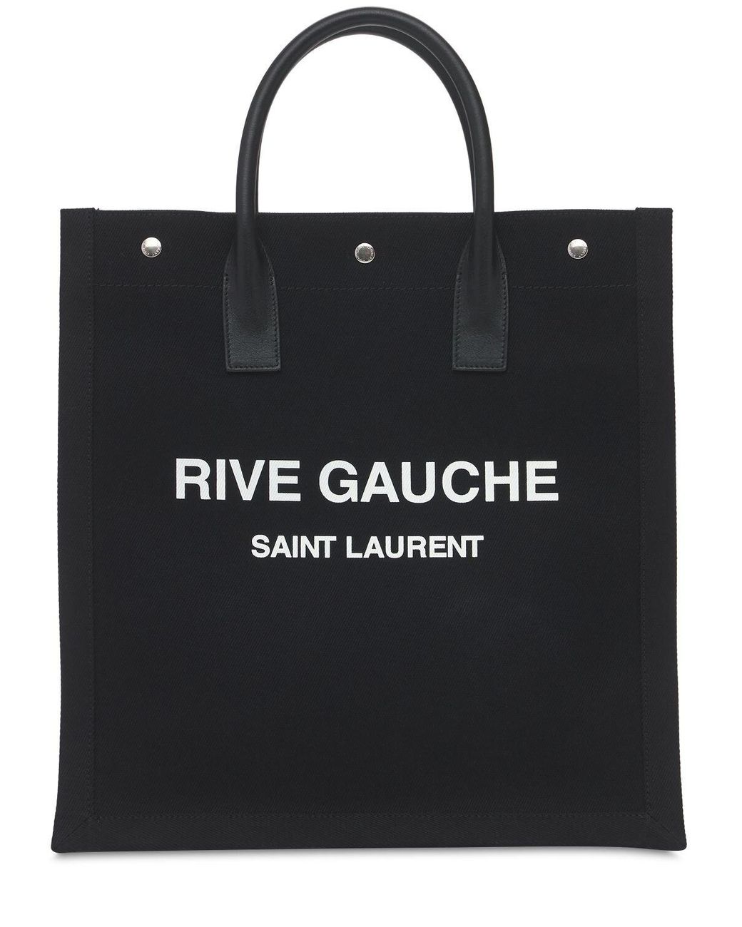 Saint Laurent Rive Gauche Cotton Canvas Tote Bag in Black - Lyst