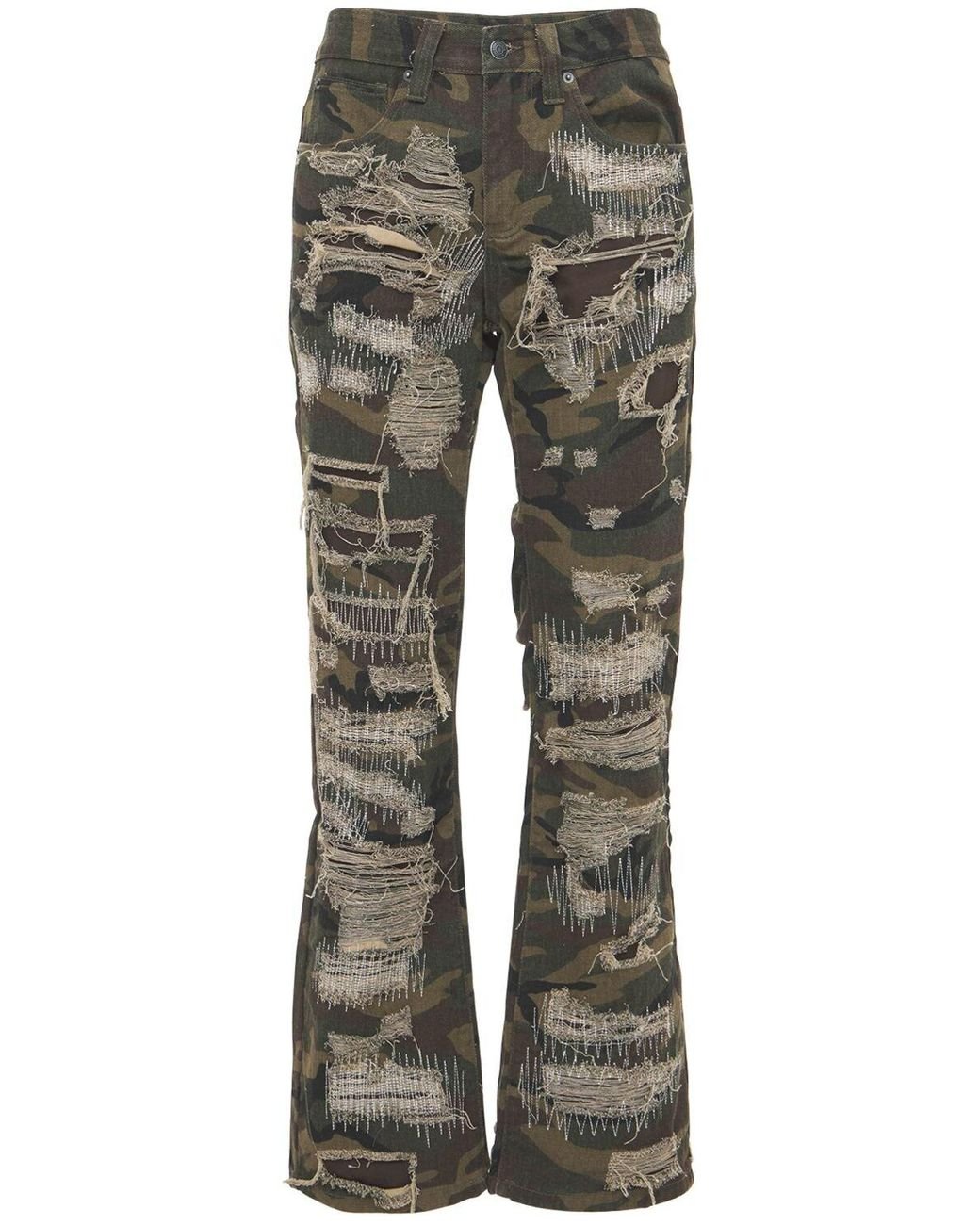 Jaded London Camo Extreme Ripped Bootcut Jeans in Green for Men Lyst