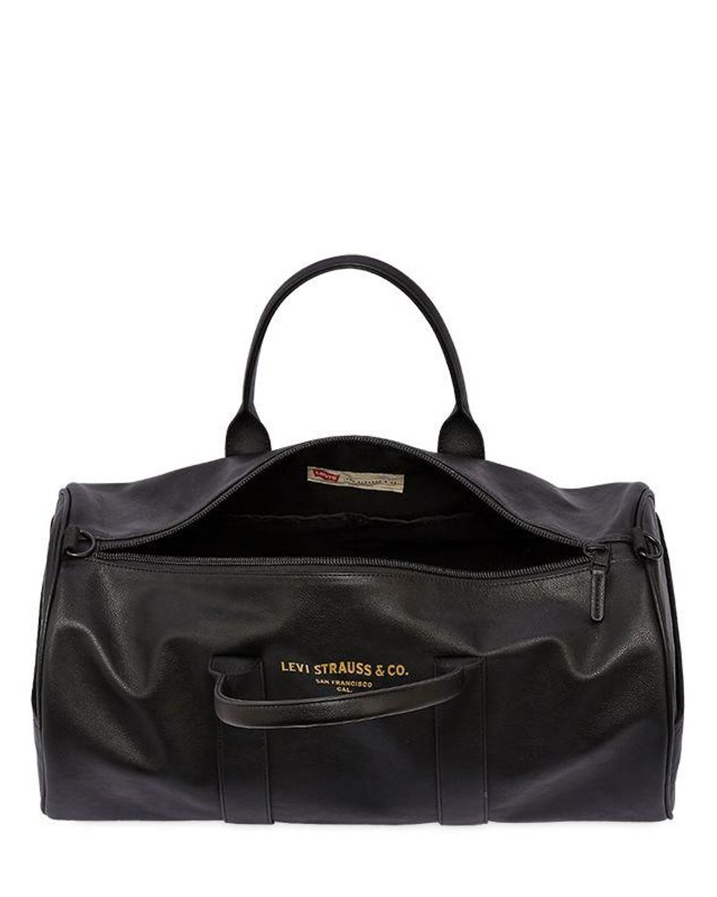 Levi's Logo Faux Leather Duffle Bag in Black for Men | Lyst