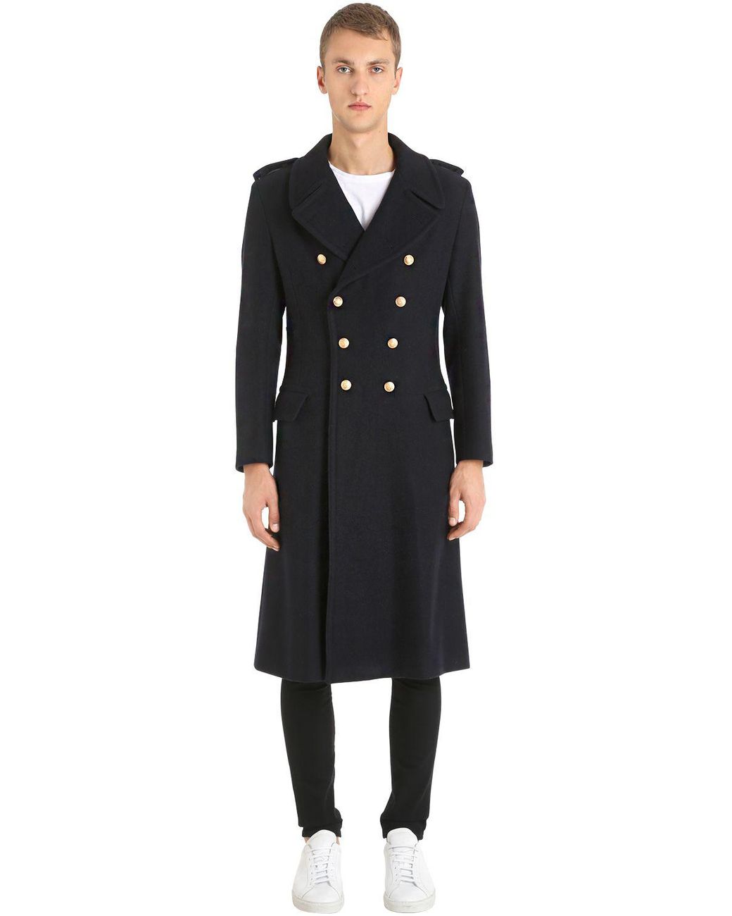 Balmain Wool-blend Military Coat In