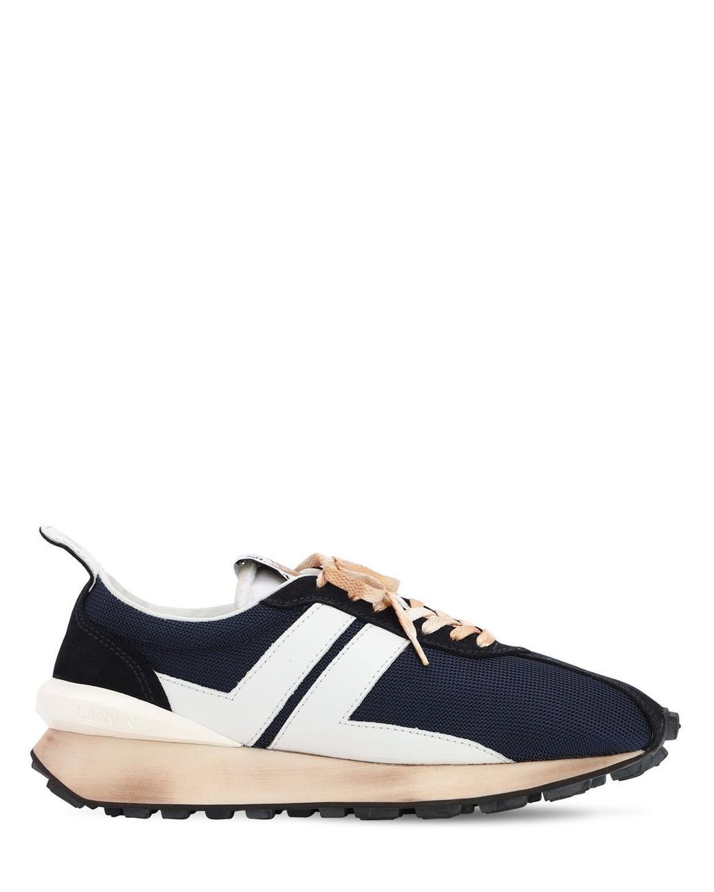 Lanvin Leather Navy And White Running Sneakers in Blue for Men - Save ...