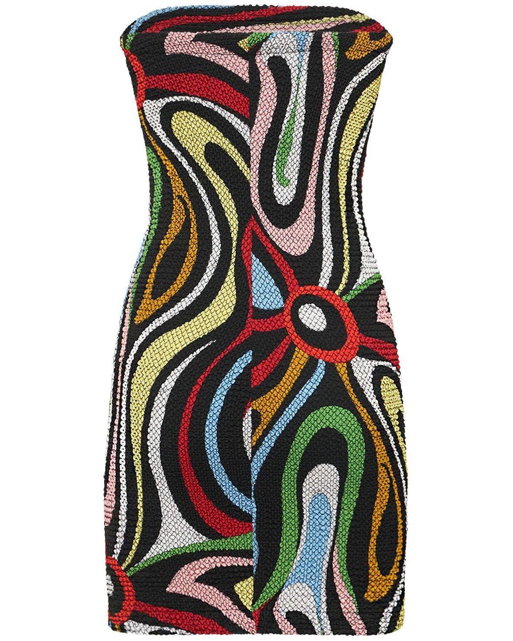 Emilio Pucci Smock Marmo Print Strapless Mini Dress in Red | Lyst