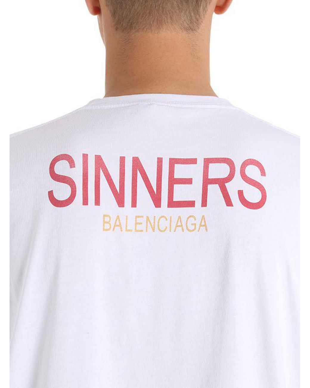 Balenciaga Sinners Printed Cotton Jersey T-shirt in White for Men | Lyst