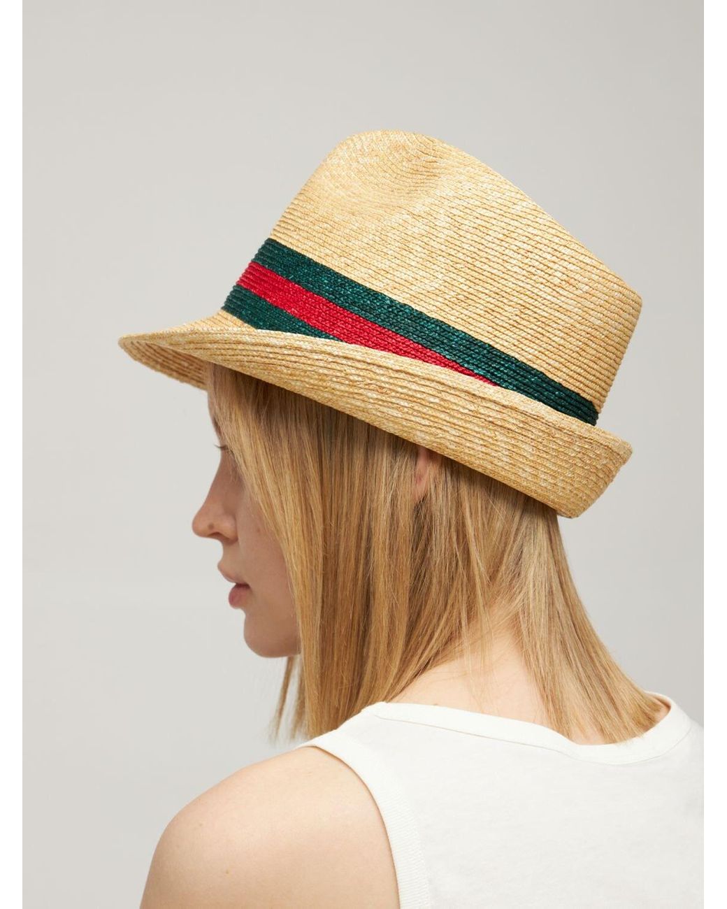 Gucci Synthetic Woven Straw Fedora Hat 