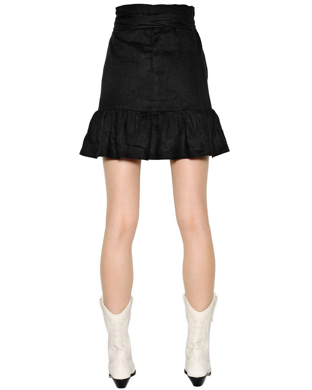 Isabel Marant Ruffled Over Linen Skirt in Black Lyst