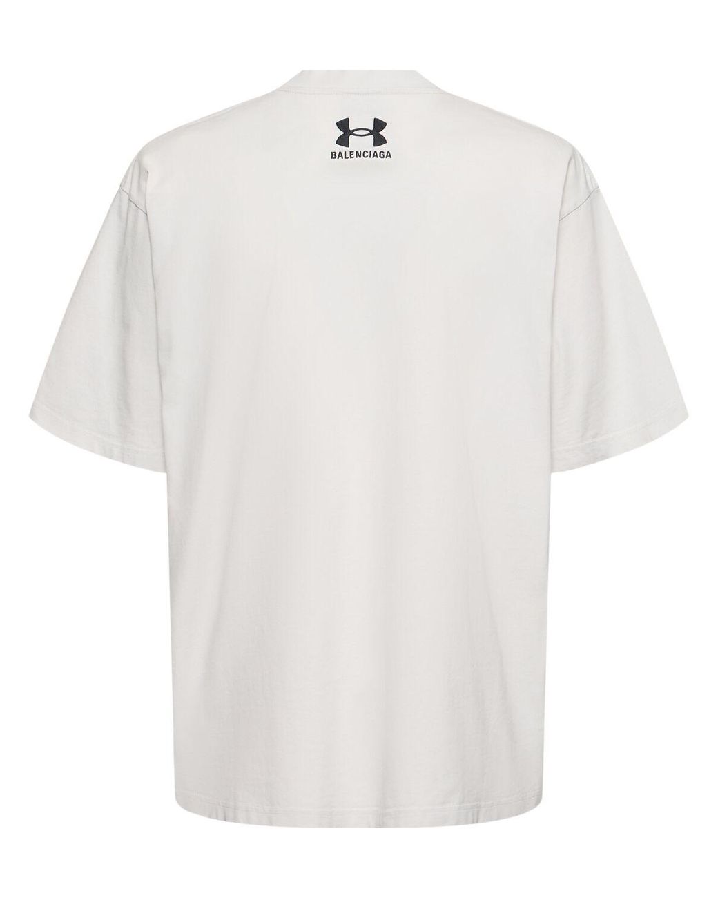 関税込！【BALENCIAGA】WHITE COTTON UNDER ARMOUR T-SHIRT BALENCIAGA | x Under Armour Mock Neck Logo Cotton T-Shirt