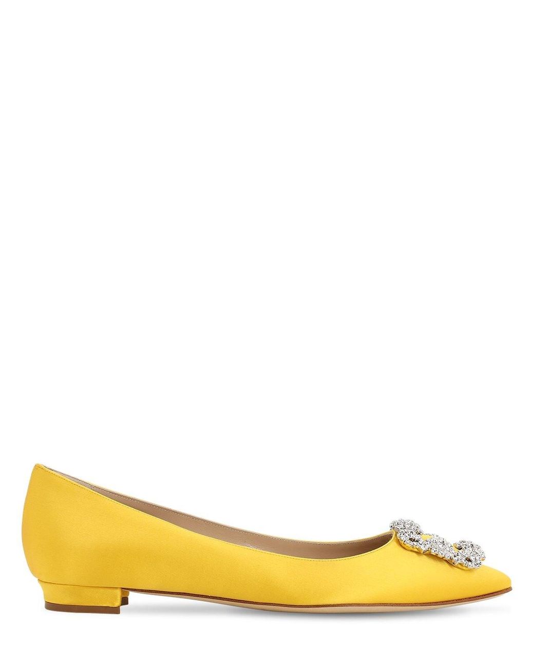 yellow satin flats