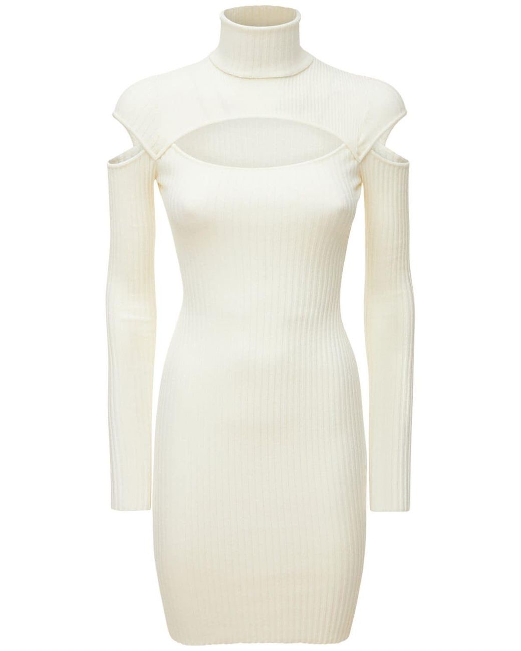 ANDREADAMO Lvr Exclusive Rib Knit Mini Dress in White | Lyst