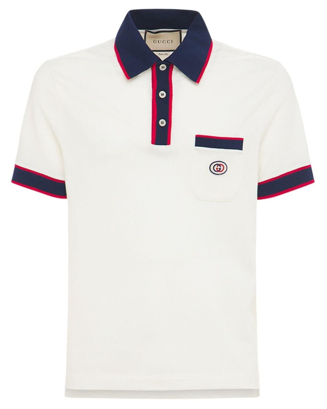 Polo De Piquet De Algodón Con G Entrelazada Gucci de hombre de color Blanco  | Lyst