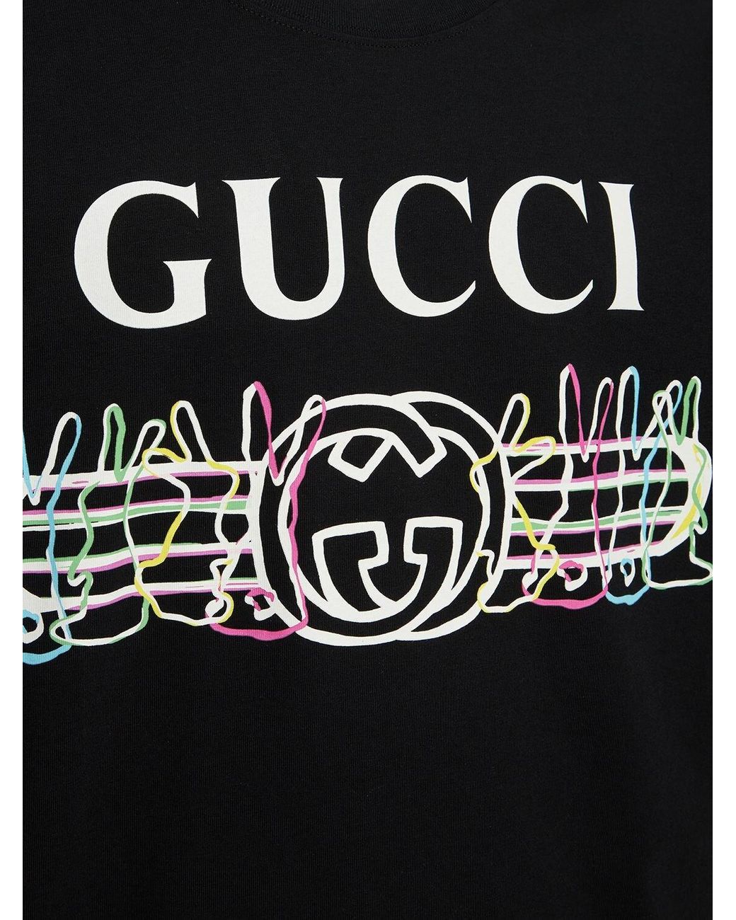 Gucci Rabbit Logo Printed Jersey T-shirt in Black for Men