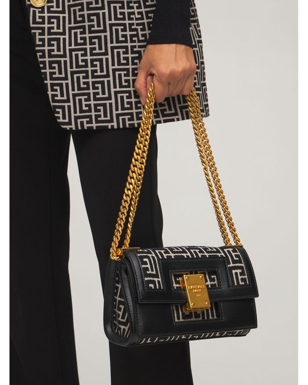 Balmain Small 1945 Monogram Jacquard Bag in Black - Lyst