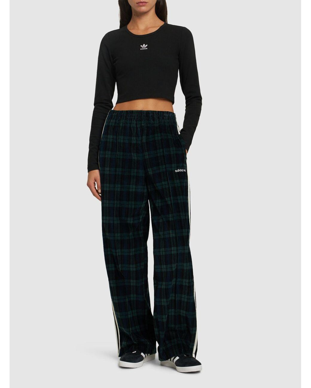 ☆人気☆【ADIDAS】☆W CORDUROY TARTAN WIDE LEG PANT.S☆ Adidas Originals Corduroy Tartan Wide Leg Pants L - POIZON