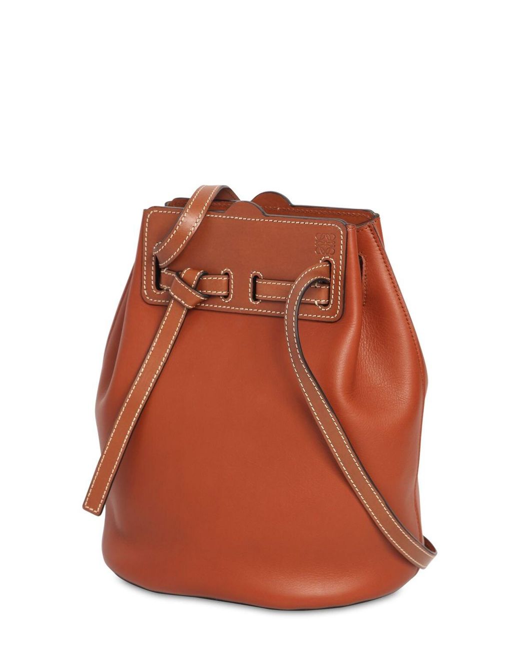 Loewe Lazo Leather Bucket Bag in Black