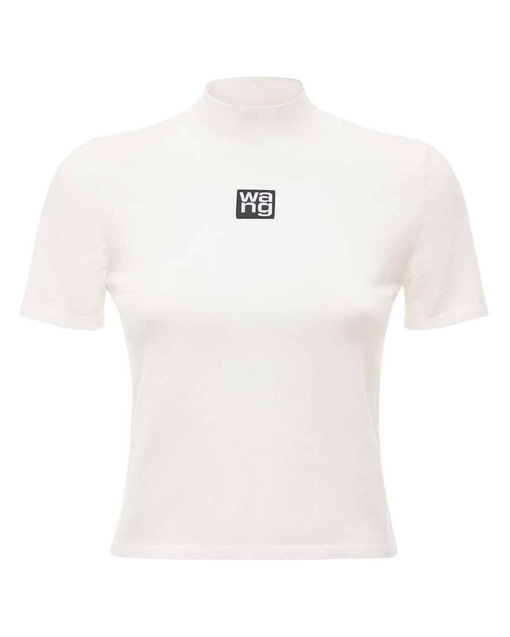 Alexander Wang Logo Patch Stretch Jersey T-shirt in White - Lyst