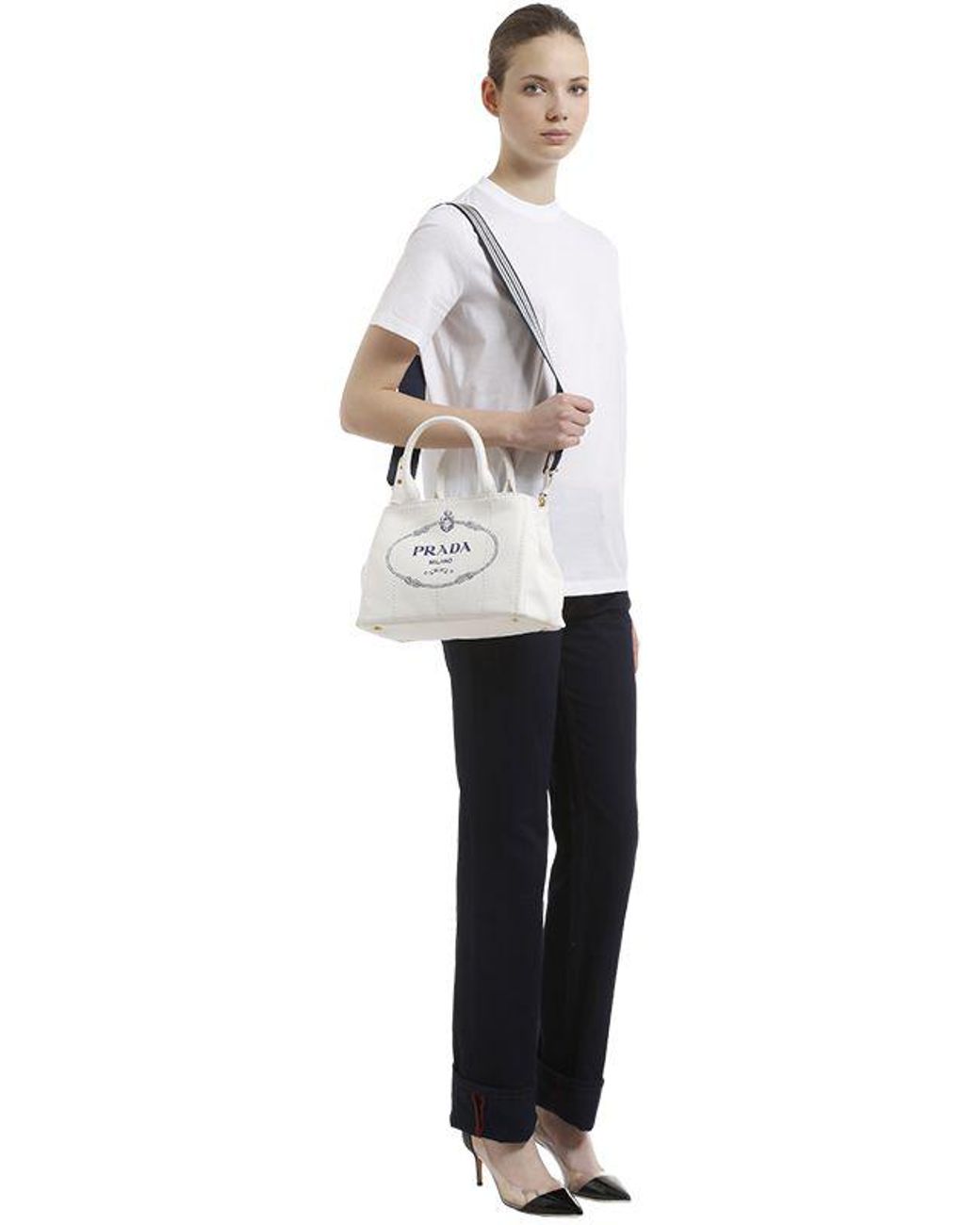 Prada Small Gardener's Cotton Canvas Bag in White | Lyst