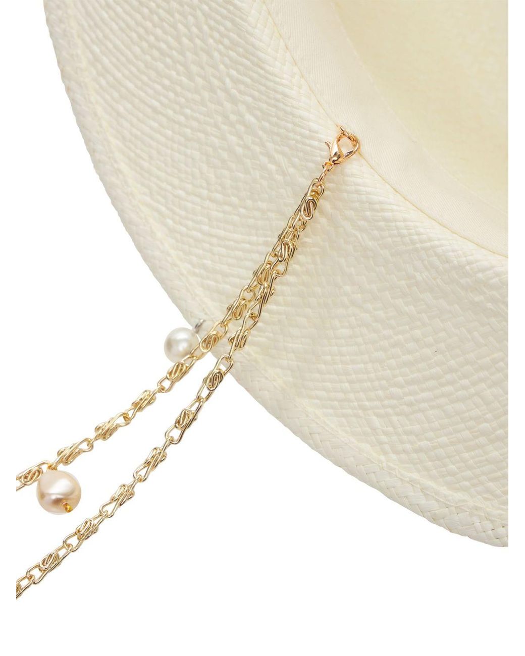 Double Chain Strap Straw Boater Hat 