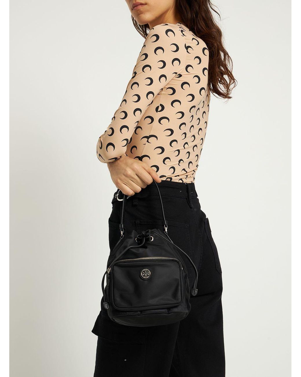 Tory Burch Virginia Recycled Nylon Bucket Bag in Black Lyst