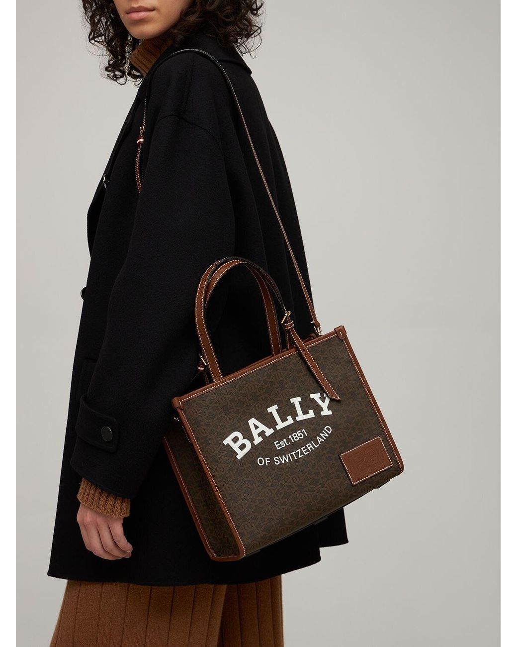 Bally Calie Small Canvas & Leather Tote Bag in Brown | Lyst
