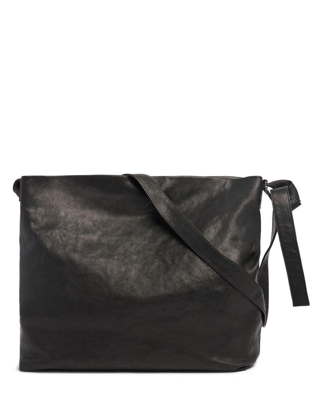 【Ann Demeulemeester】ブラッシュドコットン ボストンバッグ 黒 Ann Demeulemeester Tosh Large Soft Leather Shoulder Bag in