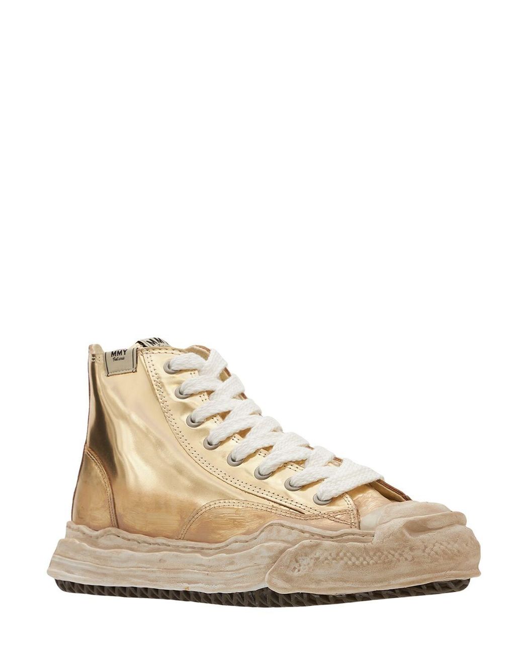 Mihara Yasuhiro Original Sole Hank High Leather Sneakers in Gold 