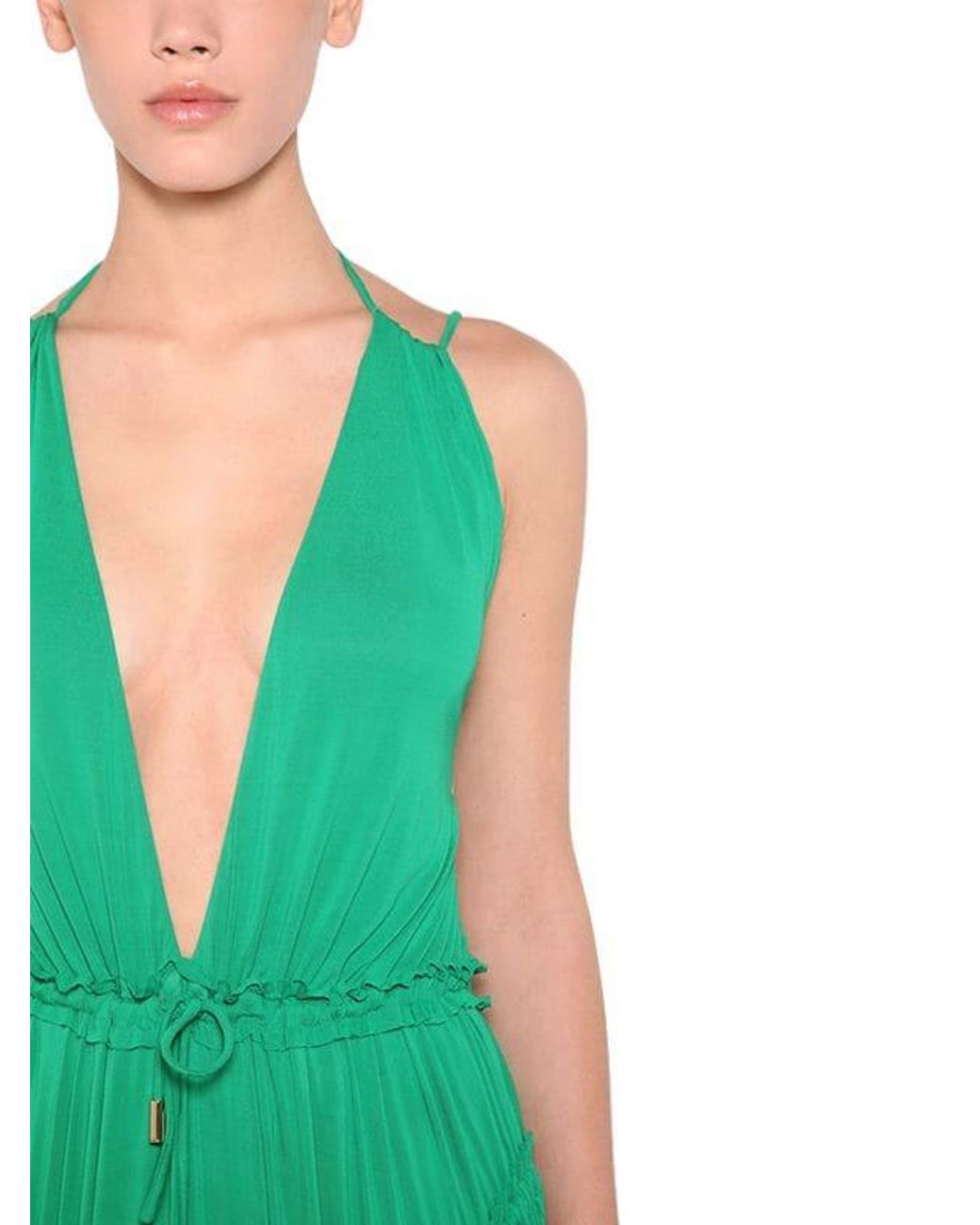 DSquared² Long Light Viscose Crepe Dress in Green - Save 29 
