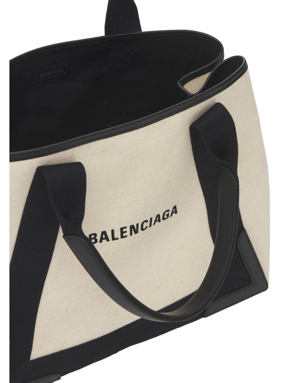 Balenciaga New Md Navy Cabas Canvas Tote Bag in Black | Lyst
