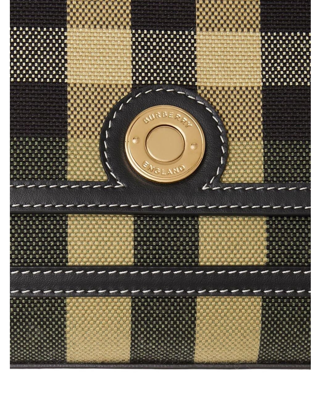 Burberry Olive Green Check Small Top Handle Note Bag 8074510