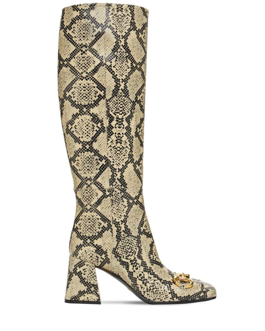 Gucci 75mm Python Print Leather Tall Boots - Lyst