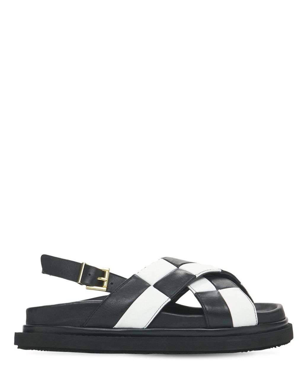 Alohas 20mm Marshmallow Scacchi Leather Sandals in Black/White (Black