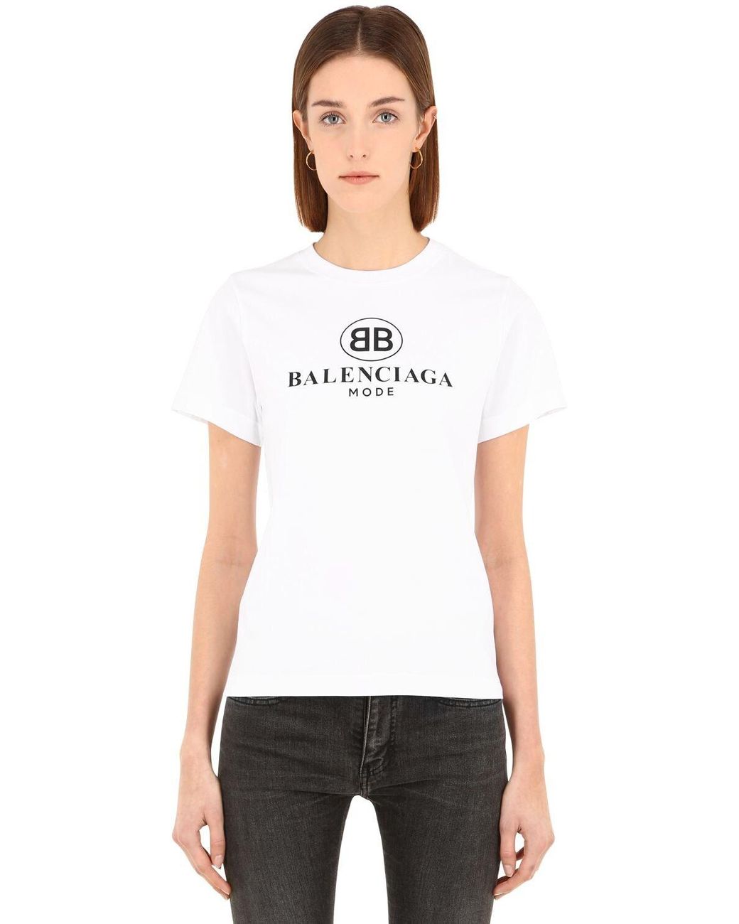Balenciaga Cotton Bb Mode T-shirt in White - Save 9% - Lyst