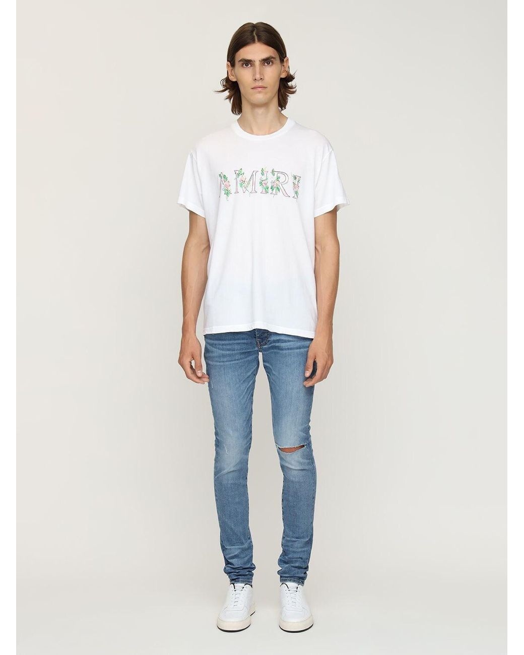 Amiri Floral Logo Print Cotton Jersey T 