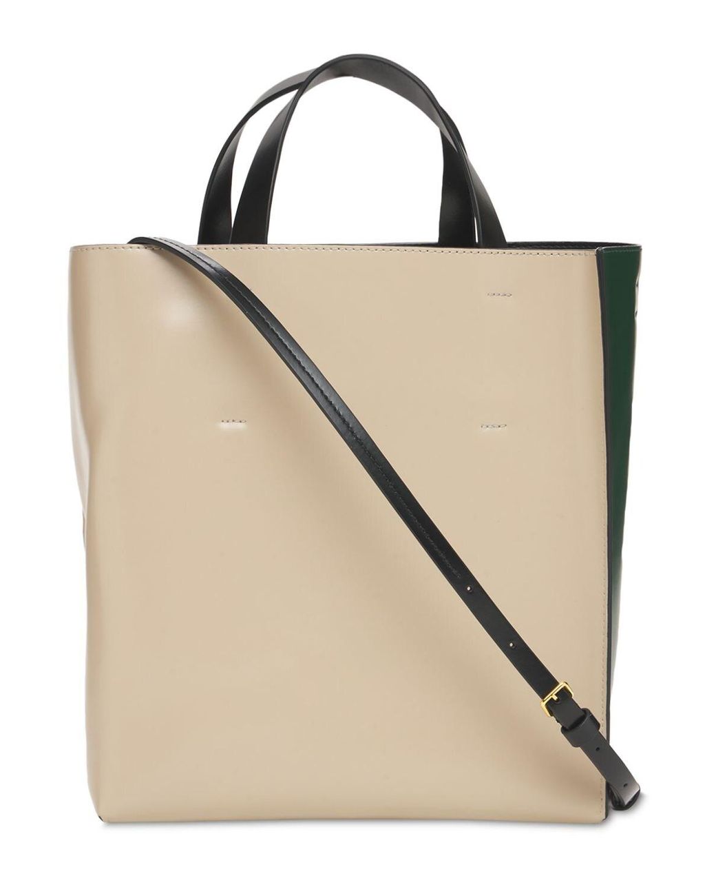 Marni Small Museo Leather Tote Bag W/pocket in Green | Lyst Canada
