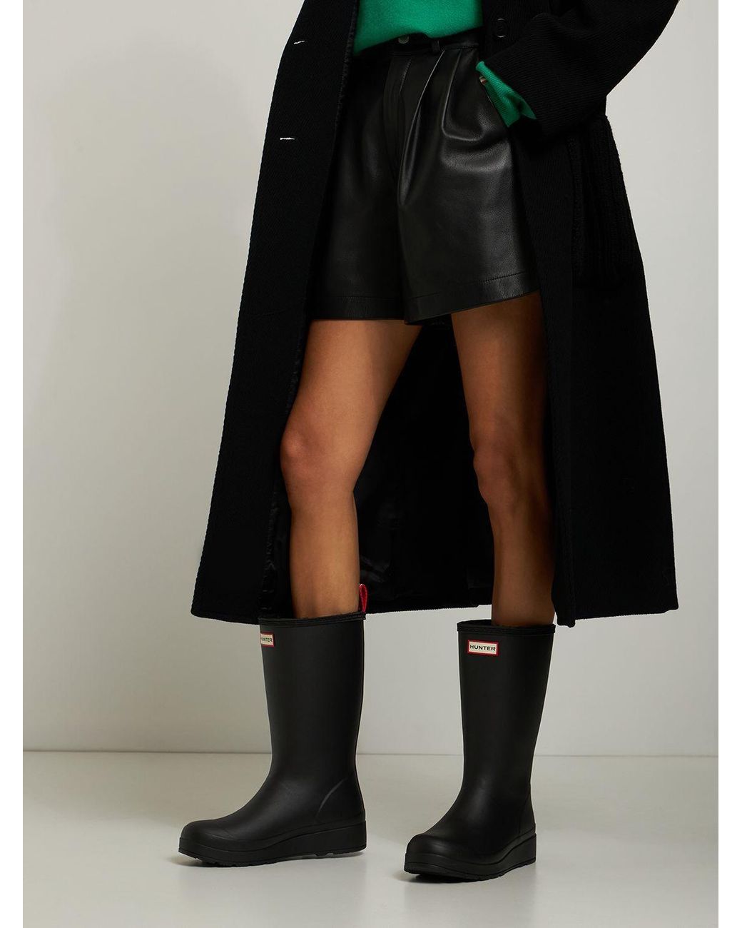 HUNTER Play Tall Sherpa Boots in Black Lyst
