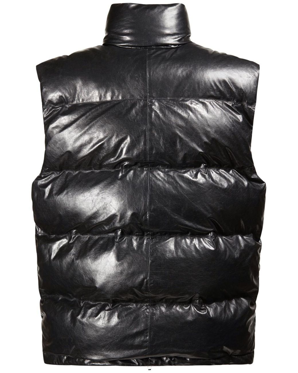Balenciaga Leather Puffer Vest in Black for Men Lyst