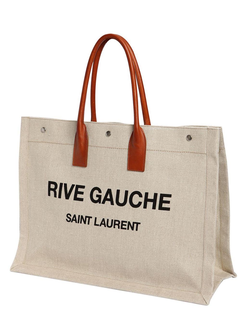 Grand Sac Tote En Toile De Lin rive Gauche Saint Laurent