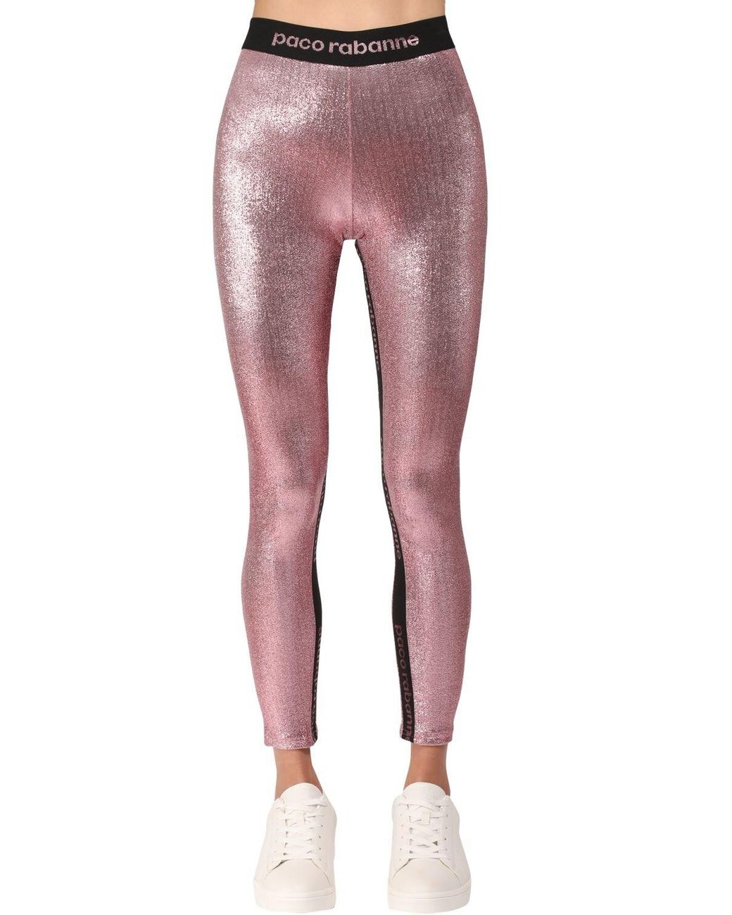 Paco Rabanne Stretch Lurex Jersey leggings in Pink (Red) | Lyst