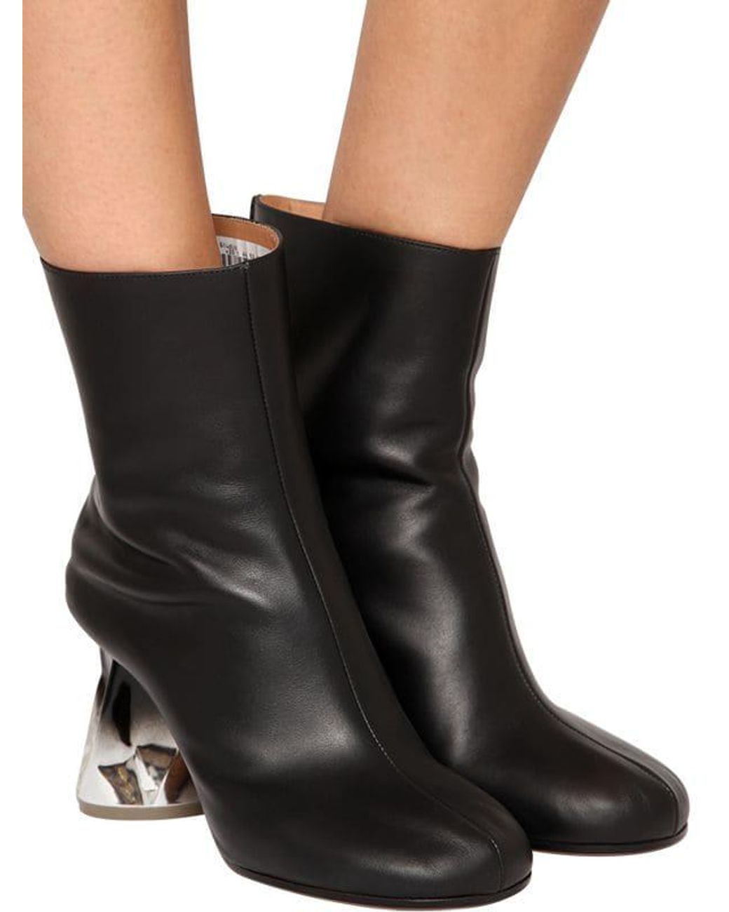 Maison Margiela Crushed Heel Leather Boots in Black | Lyst