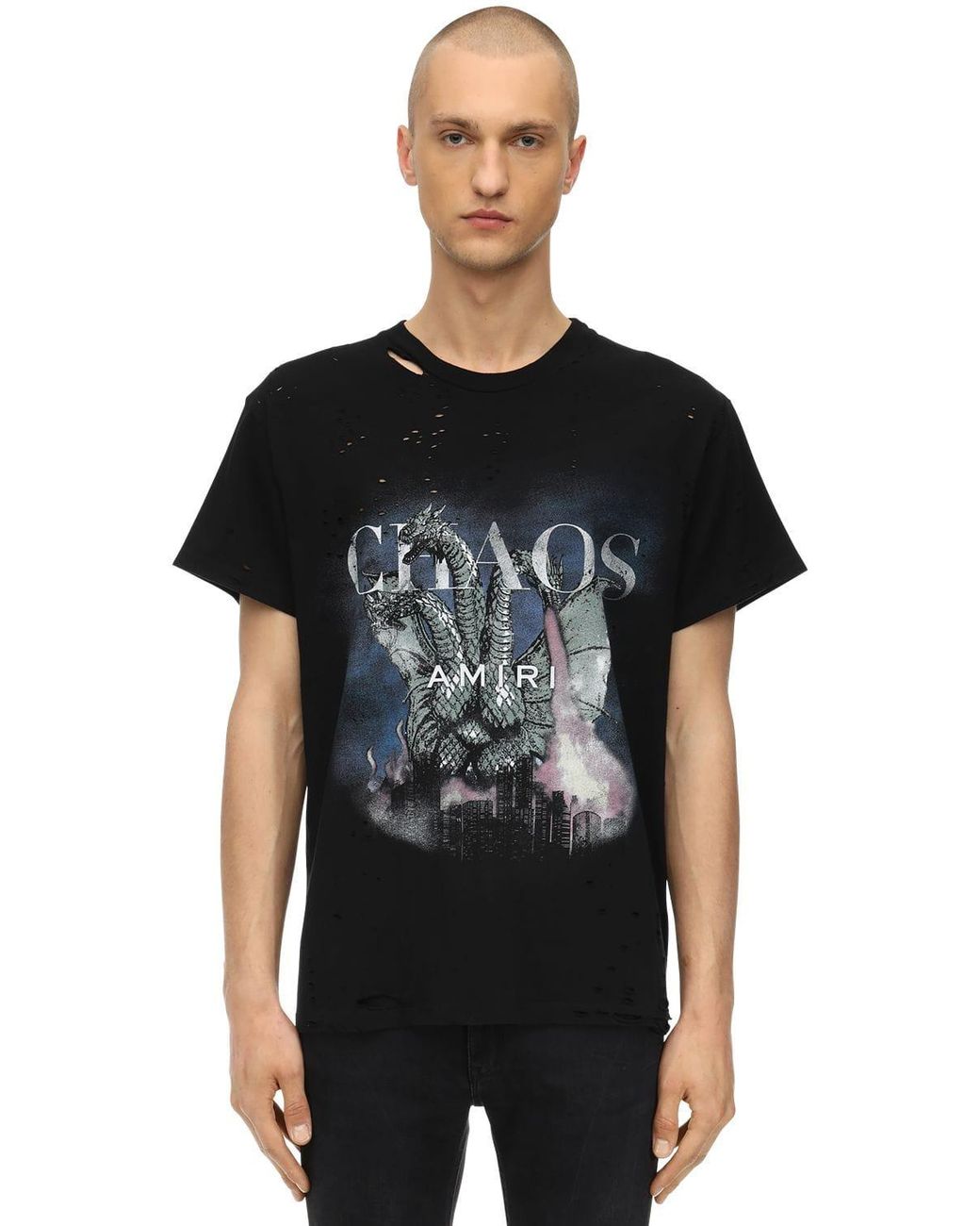 Amiri Chaos Print Cotton Jersey T-shirt in Black for Men | Lyst