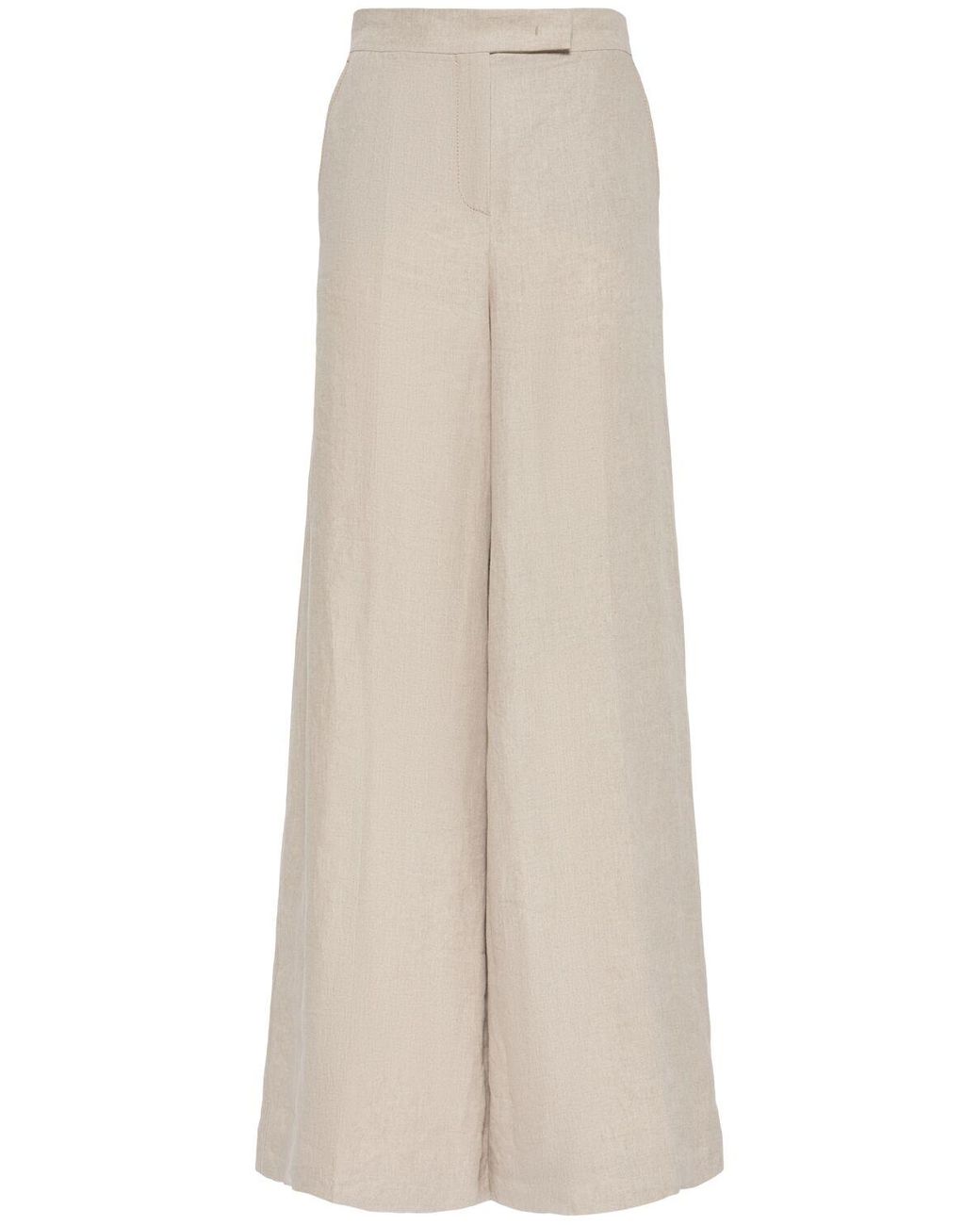 関税送料込【MAX MARA】Sequoia trousers Sequoia 亚麻阔腿裤女士的| MAX MARA | 24S