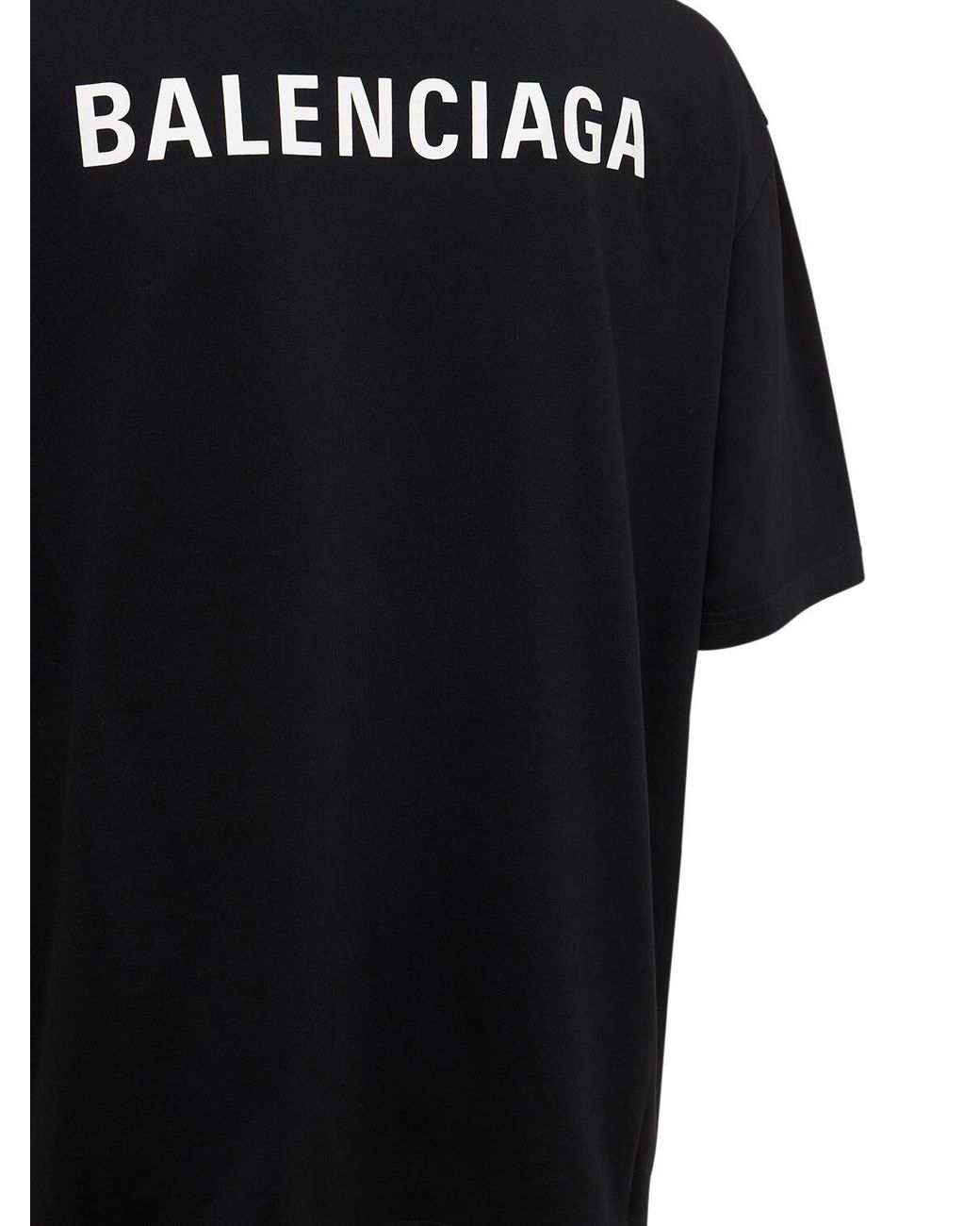 Balenciaga Logo Printed Cotton Jersey T-shirt in Black for Men | Lyst UK