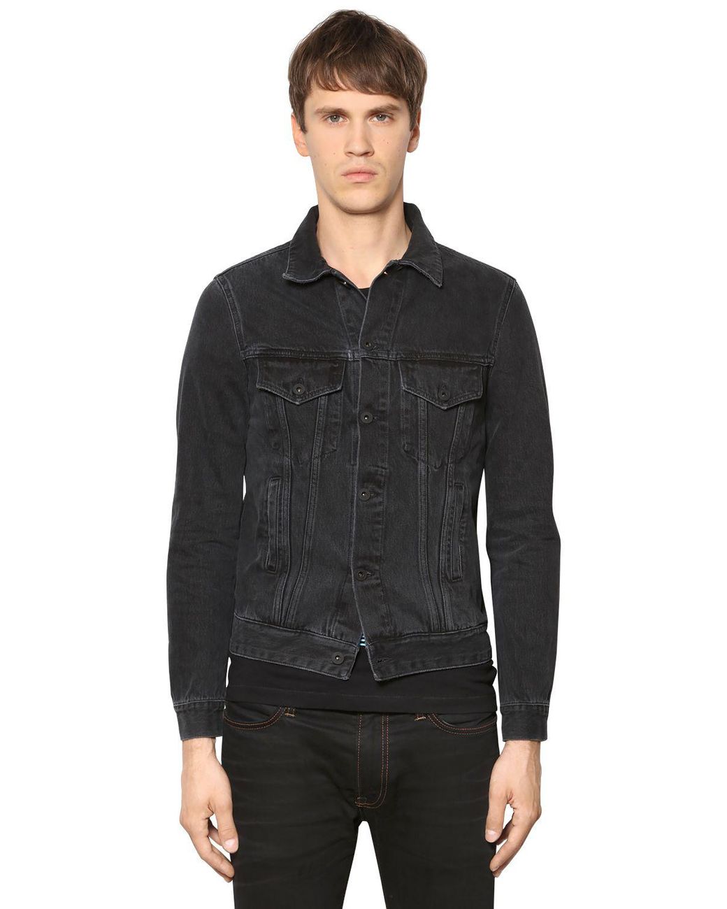 Off-White c/o Virgil Abloh Slim Fit Line Tape Denim Jacket in Black for | Lyst