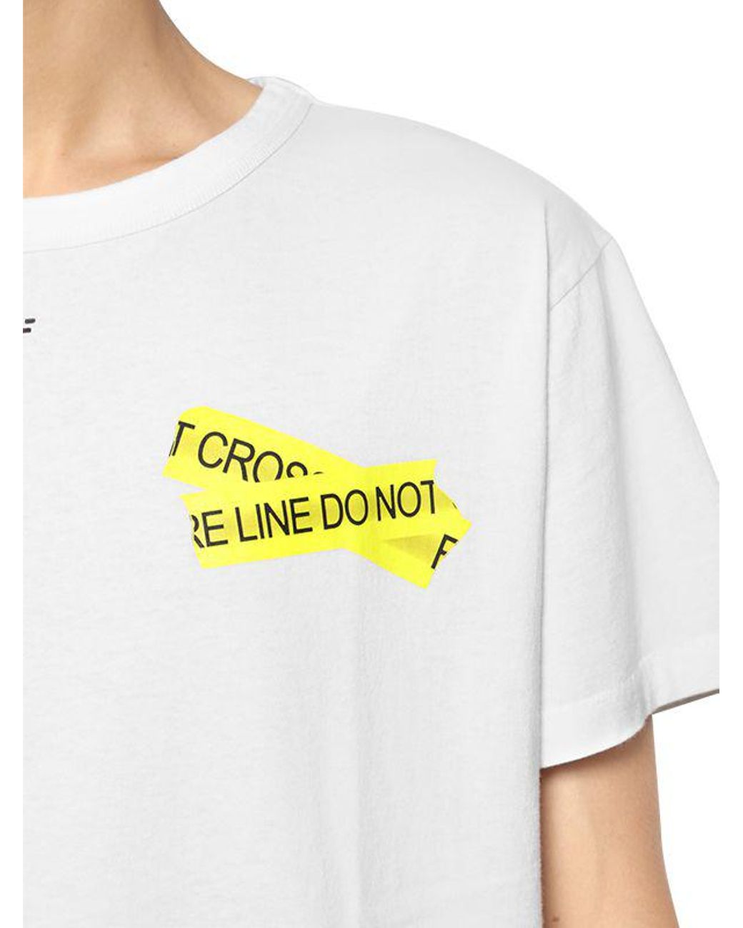 Off-White c/o Virgil Abloh Oversize Fire Line Tape Jersey T-shirt in White  for Men | Lyst