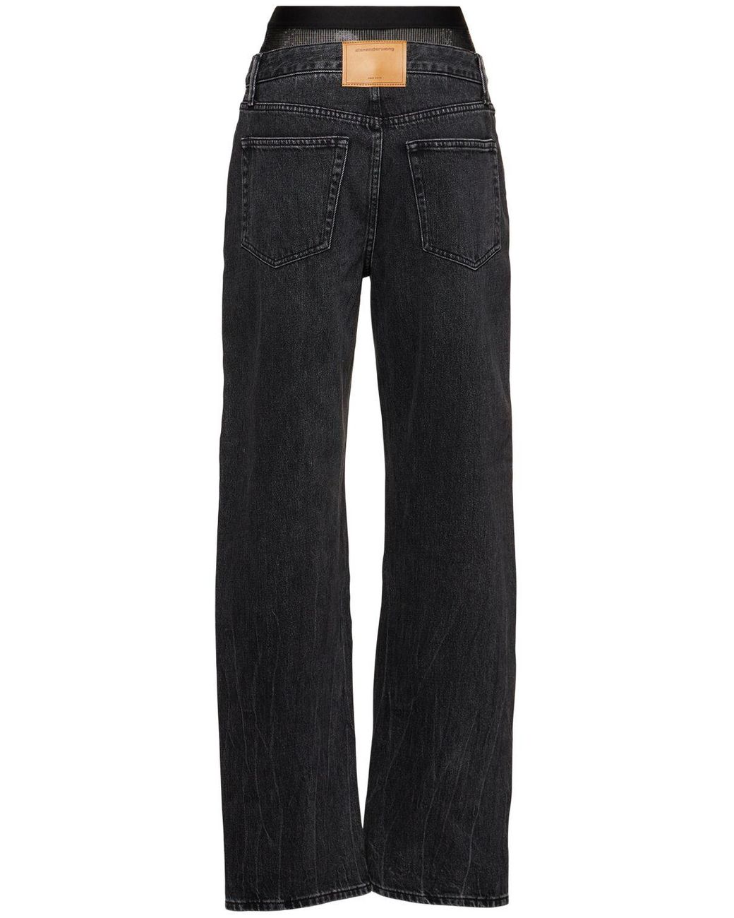 デニム・ジーパン Denim X Alexander Wang Slit Hem Prestyle Hotfix Mesh Undie' Alexander Wang Slit Hem Jeans W/ Mesh Underwear in Black | Lyst