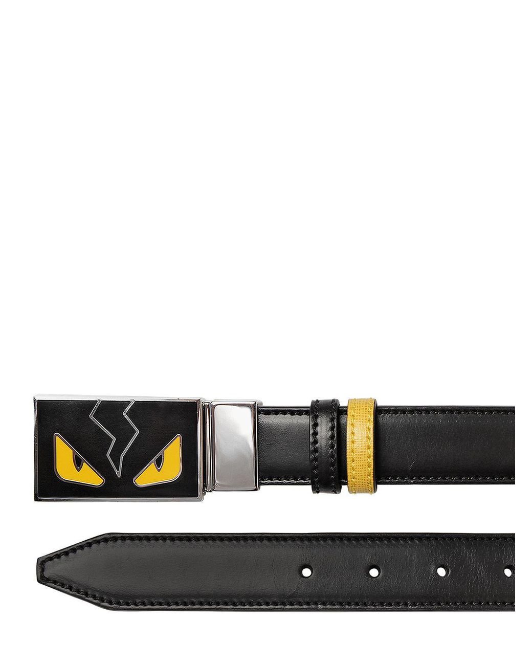 Fendi Monster Reversible Leather Belt in Black for Men | Lyst