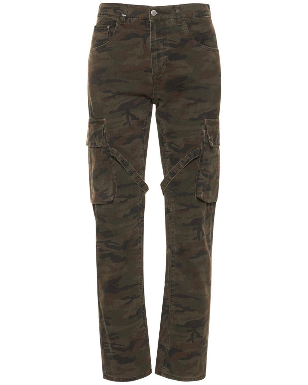 FLANEUR HOMME Camouflage Cotton Cargo Pants W/ Straps in Green for Men ...