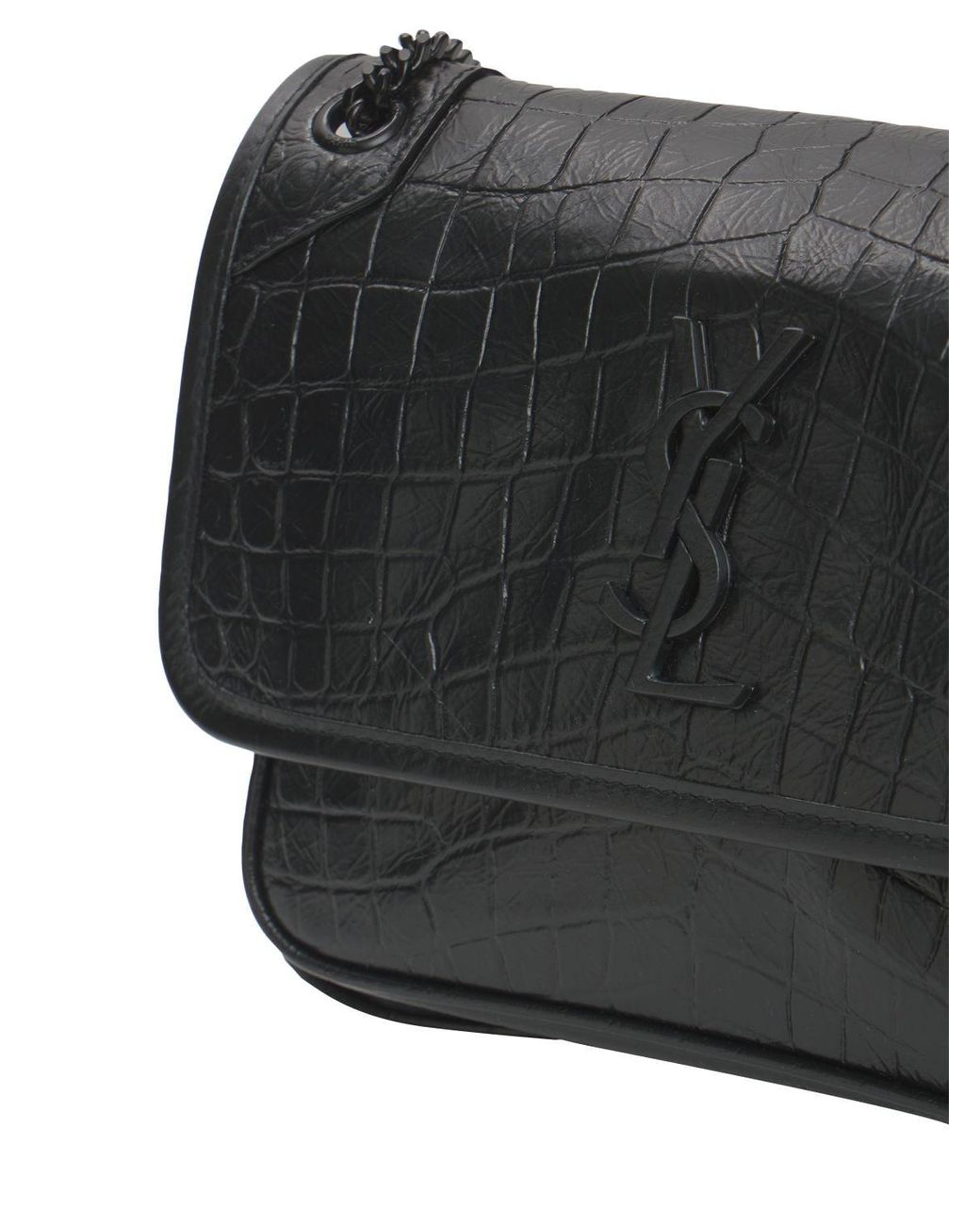 Saint Laurent Baby Niki Croc Embossed Leather Bag in Gray Lyst