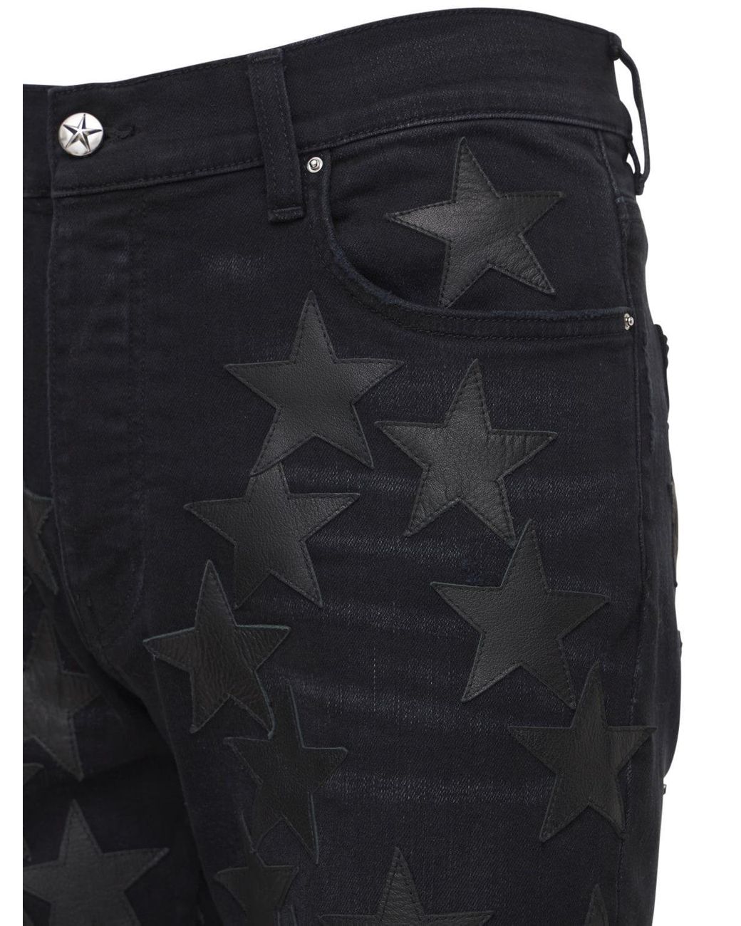 Amiri Chemist Leather Stars Jeans in Black for Men | Lyst