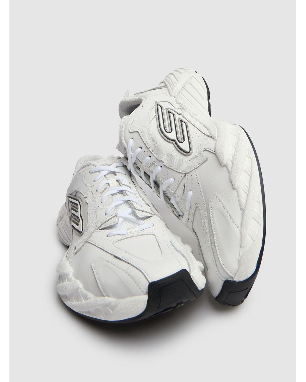 スニーカー BALENCIAGA White Leather Monday Sneakers Balenciaga Monday Leather & Synthetic Sneakers in White for