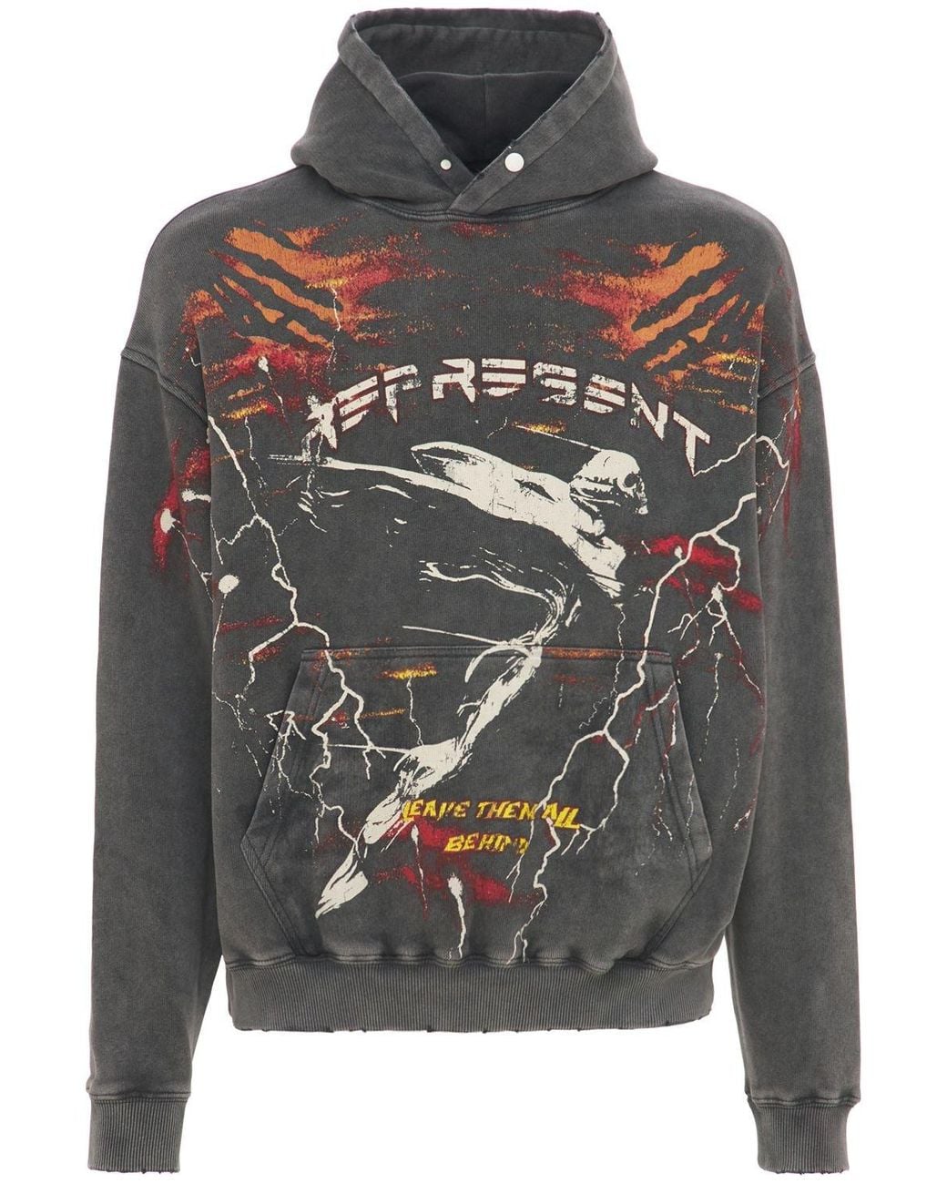 Represent Spirit Angel Printed Cotton Hoodie in Gray for Men - Lyst