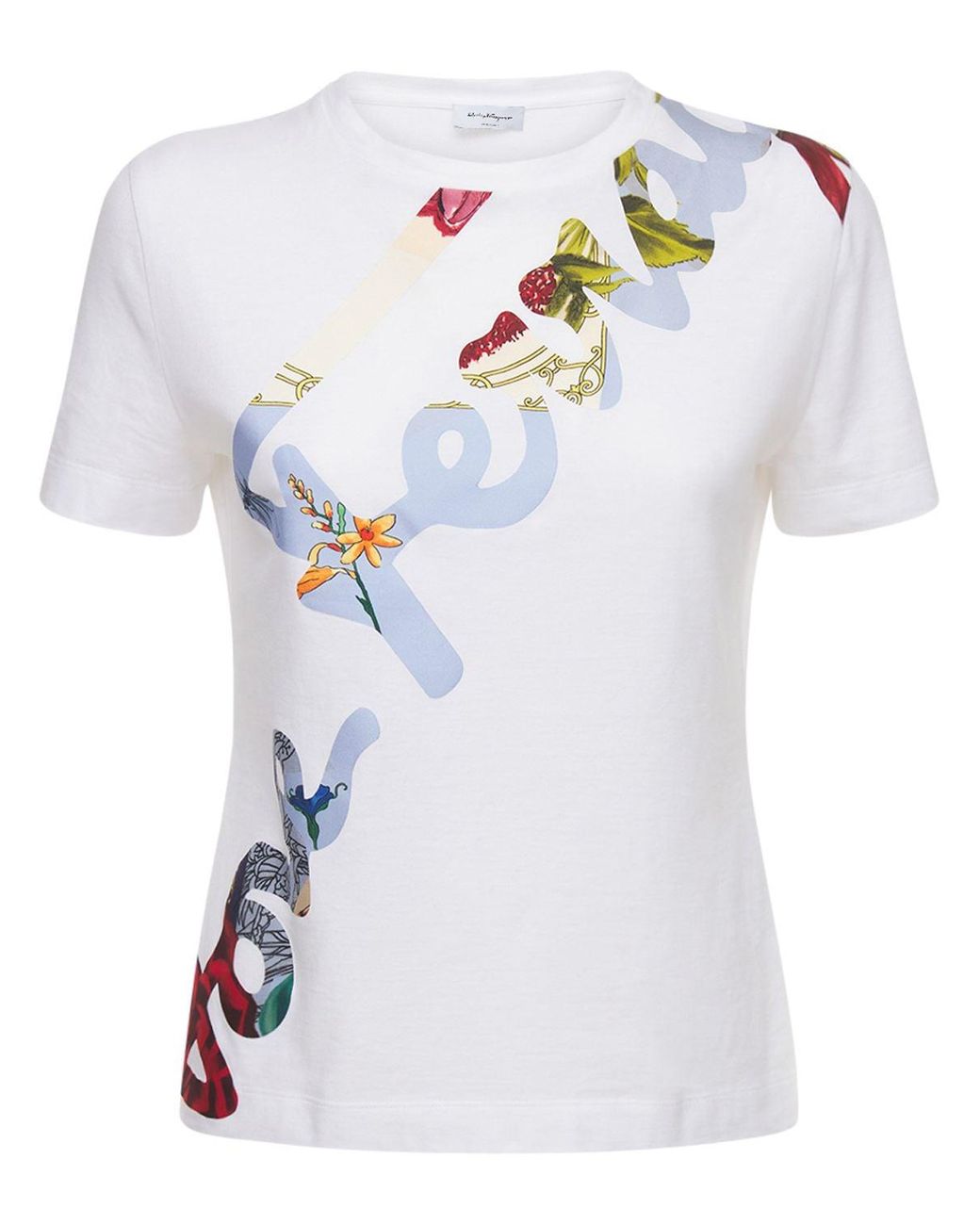 Ferragamo Logo Cotton Jersey T-shirt in White - Lyst